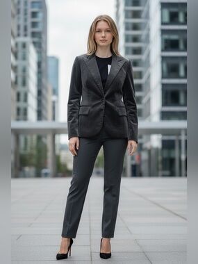 DS2 Tailored Women's Steele Gray Blazer- Classic Professional Style